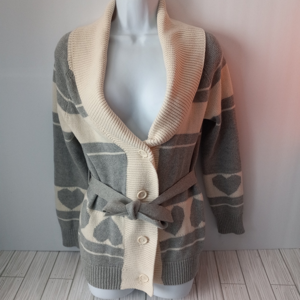 Gap Hearts Ribbed Cardigan Sweater